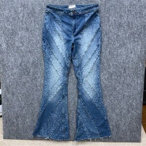 We The Free Flare Distressed Jeans Women's Sz 29 29x32 Bleach Print Hippie Boho